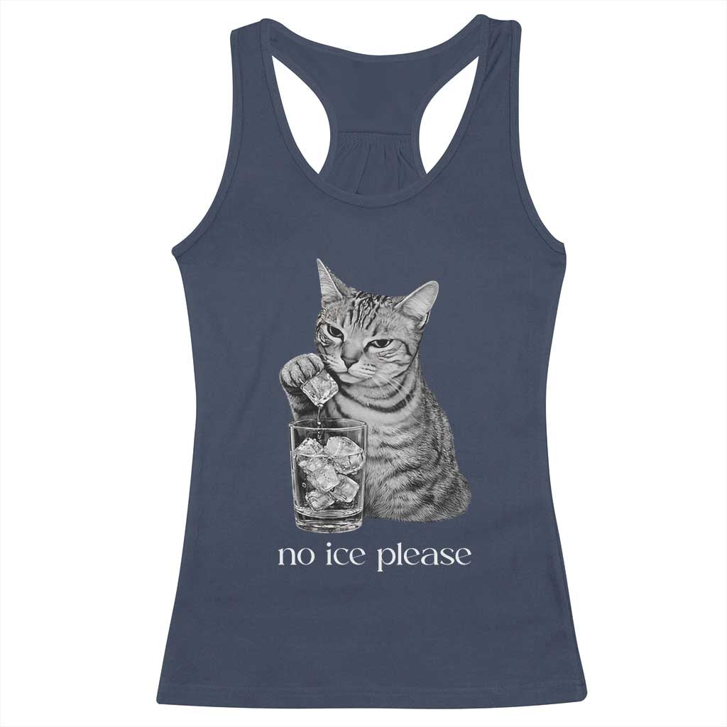 No Ice Please Realistic Angry Cat Graphic Racerback Tank Top Resistance Against Ice Protest TS02 Navy Print Your Wear