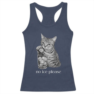 No Ice Please Realistic Angry Cat Graphic Racerback Tank Top Resistance Against Ice Protest TS02 Navy Print Your Wear
