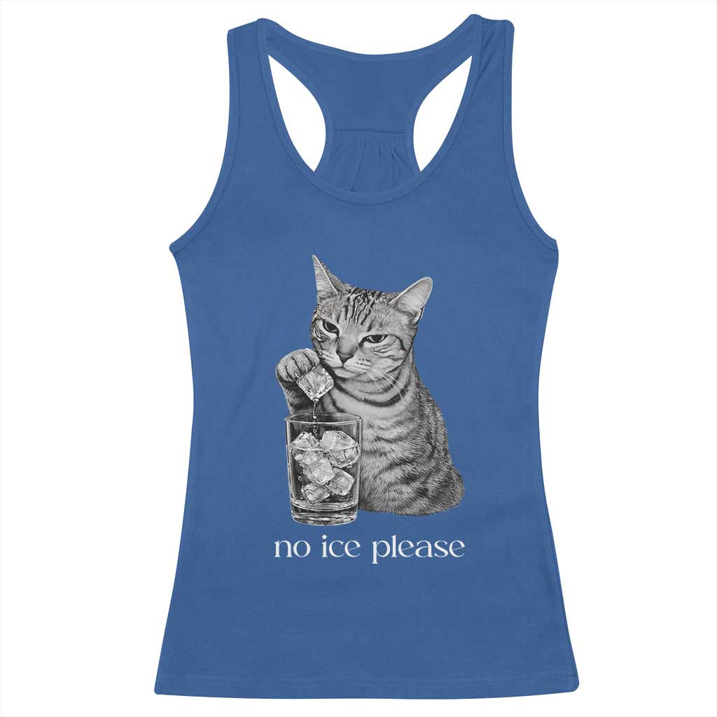 No Ice Please Realistic Angry Cat Graphic Racerback Tank Top Resistance Against Ice Protest TS02 Royal Blue Print Your Wear