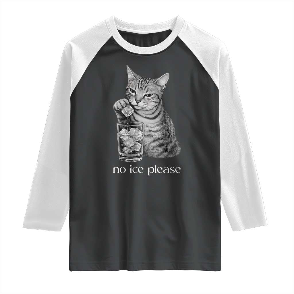 No Ice Please Realistic Angry Cat Graphic Raglan Shirt Resistance Against Ice Protest TS02 Black White Print Your Wear