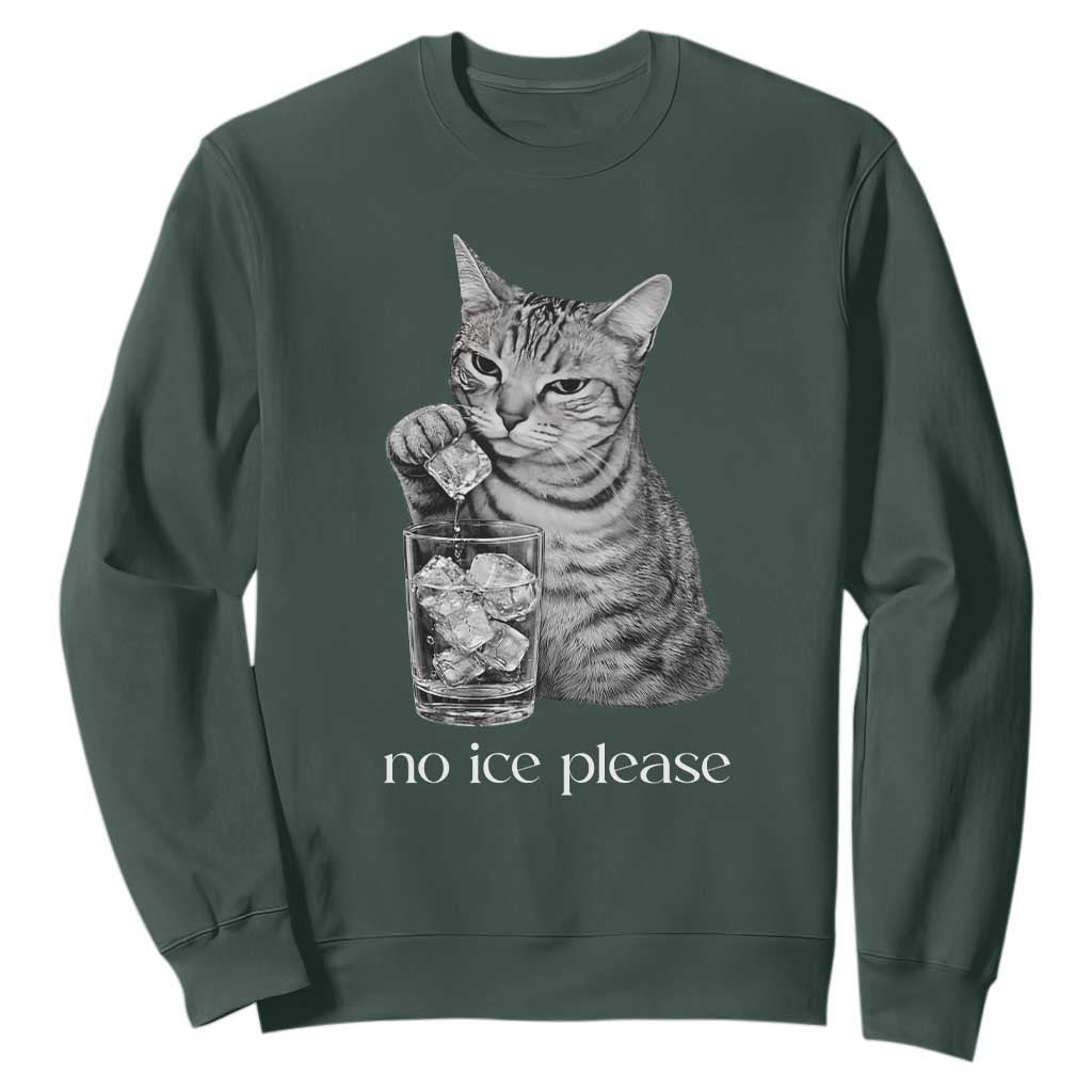 No Ice Please Realistic Angry Cat Graphic Sweatshirt Resistance Against Ice Protest TS02 Dark Forest Green Print Your Wear