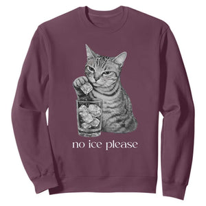 No Ice Please Realistic Angry Cat Graphic Sweatshirt Resistance Against Ice Protest TS02 Maroon Print Your Wear