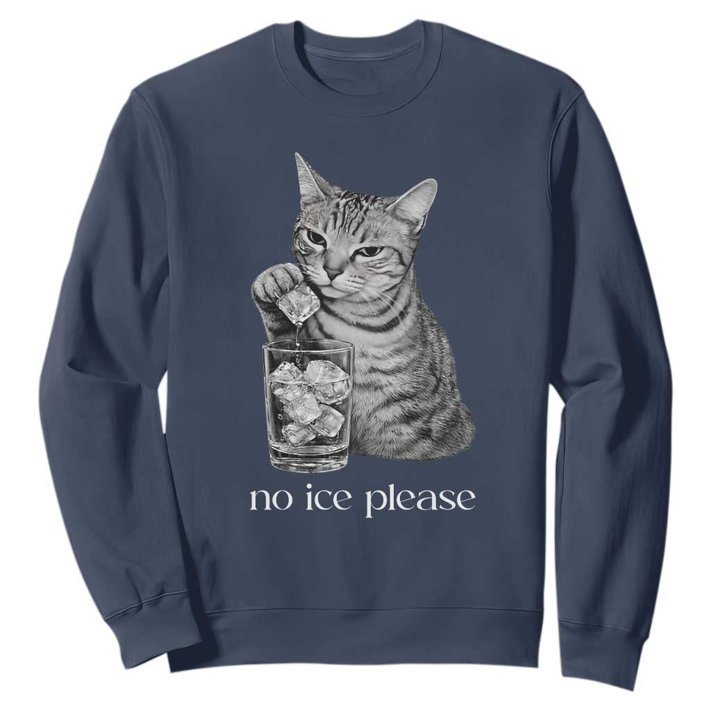 No Ice Please Realistic Angry Cat Graphic Sweatshirt Resistance Against Ice Protest TS02 Navy Print Your Wear