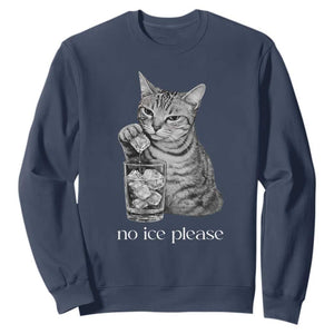 No Ice Please Realistic Angry Cat Graphic Sweatshirt Resistance Against Ice Protest TS02 Navy Print Your Wear