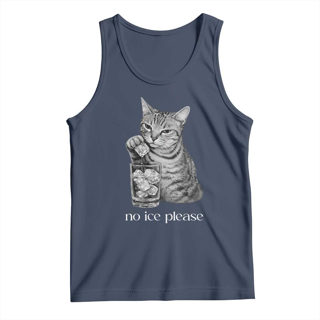 No Ice Please Realistic Angry Cat Graphic Tank Top Resistance Against Ice Protest TS02 Navy Print Your Wear