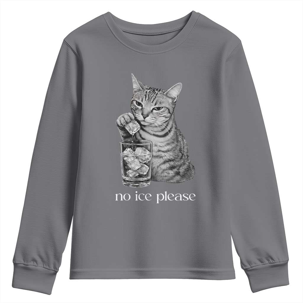 No Ice Please Realistic Angry Cat Graphic Youth Sweatshirt Resistance Against Ice Protest TS02 Charcoal Print Your Wear