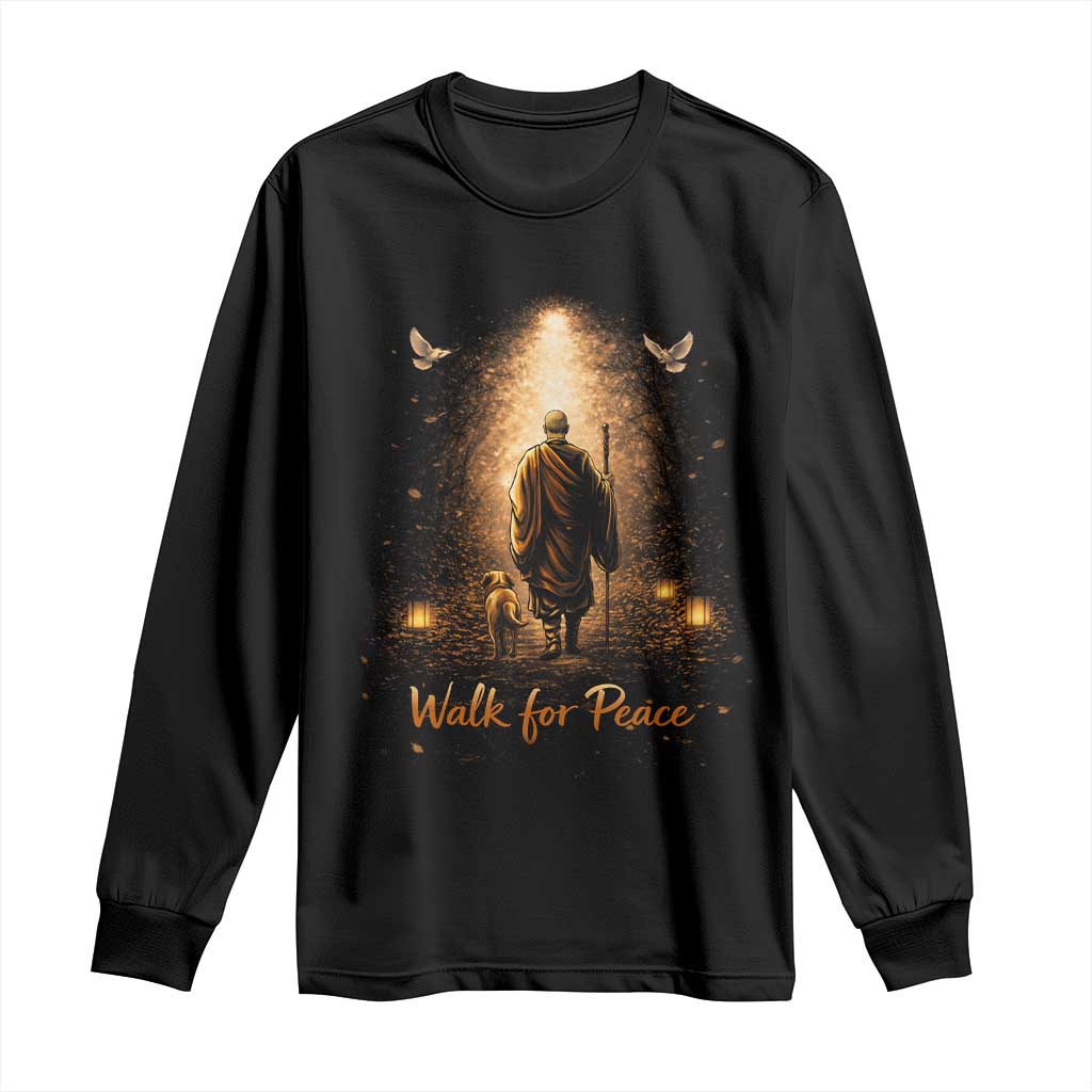 Walk for Peace Lantern Path Long Sleeve Shirt Monk and Aloka the Dog Spiritual Journey TS02 Black Print Your Wear