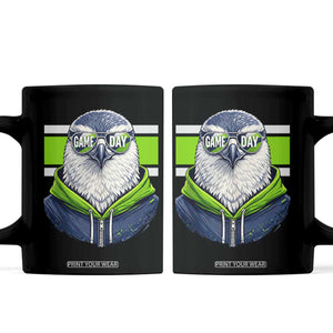 Cool Hawk Wearing Hoodie Graphic Coffee Mug Game Day Swagger TS02 Black Print Your Wear