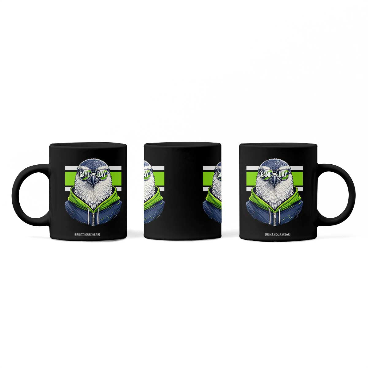 Cool Hawk Wearing Hoodie Graphic Coffee Mug Game Day Swagger TS02 Print Your Wear