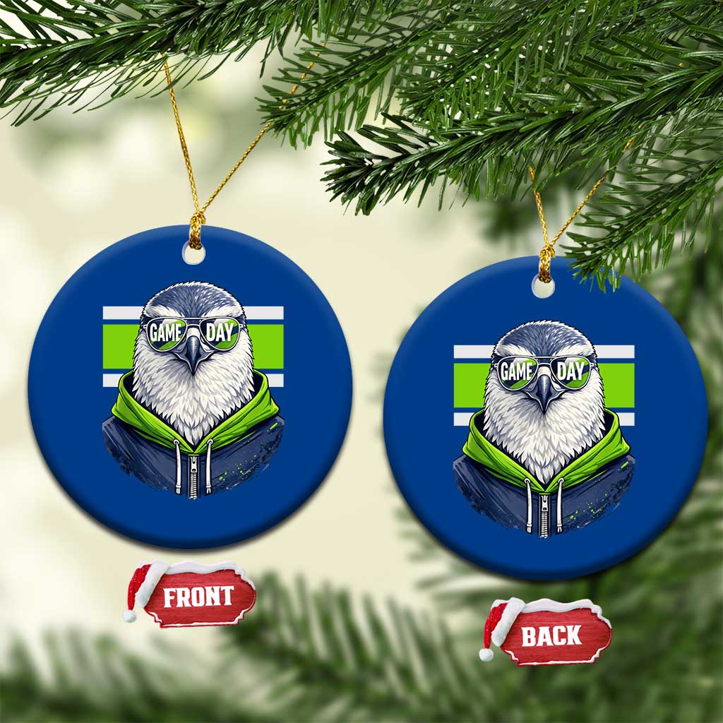 Cool Hawk Wearing Hoodie Graphic Ceramic Ornament Game Day Swagger TS02 1pc Blue Print Your Wear