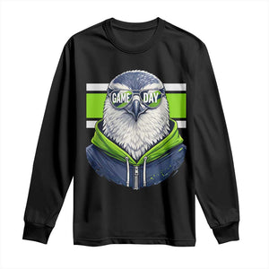 Cool Hawk Wearing Hoodie Graphic Long Sleeve Shirt Game Day Swagger TS02 Black Print Your Wear