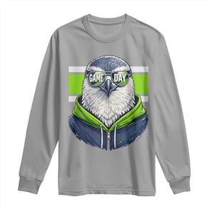 Cool Hawk Wearing Hoodie Graphic Long Sleeve Shirt Game Day Swagger TS02 Sport Gray Print Your Wear