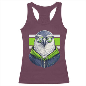 Cool Hawk Wearing Hoodie Graphic Racerback Tank Top Game Day Swagger TS02 Maroon Print Your Wear