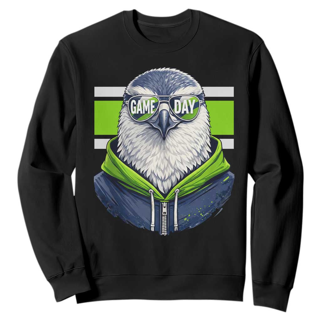 Cool Hawk Wearing Hoodie Graphic Sweatshirt Game Day Swagger TS02 Black Print Your Wear