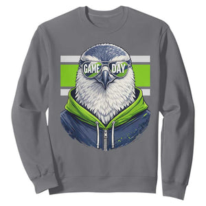 Cool Hawk Wearing Hoodie Graphic Sweatshirt Game Day Swagger TS02 Charcoal Print Your Wear
