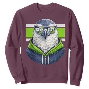 Cool Hawk Wearing Hoodie Graphic Sweatshirt Game Day Swagger TS02 Maroon Print Your Wear