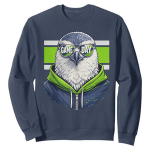 Cool Hawk Wearing Hoodie Graphic Sweatshirt Game Day Swagger TS02 Navy Print Your Wear