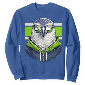 Cool Hawk Wearing Hoodie Graphic Sweatshirt Game Day Swagger TS02 Royal Blue Print Your Wear