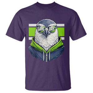 Cool Hawk Wearing Hoodie Graphic T Shirt Game Day Swagger TS02 Purple Print Your Wear