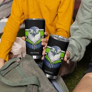 Cool Hawk Wearing Hoodie Graphic Tumbler Cup Game Day Swagger TS02 Print Your Wear