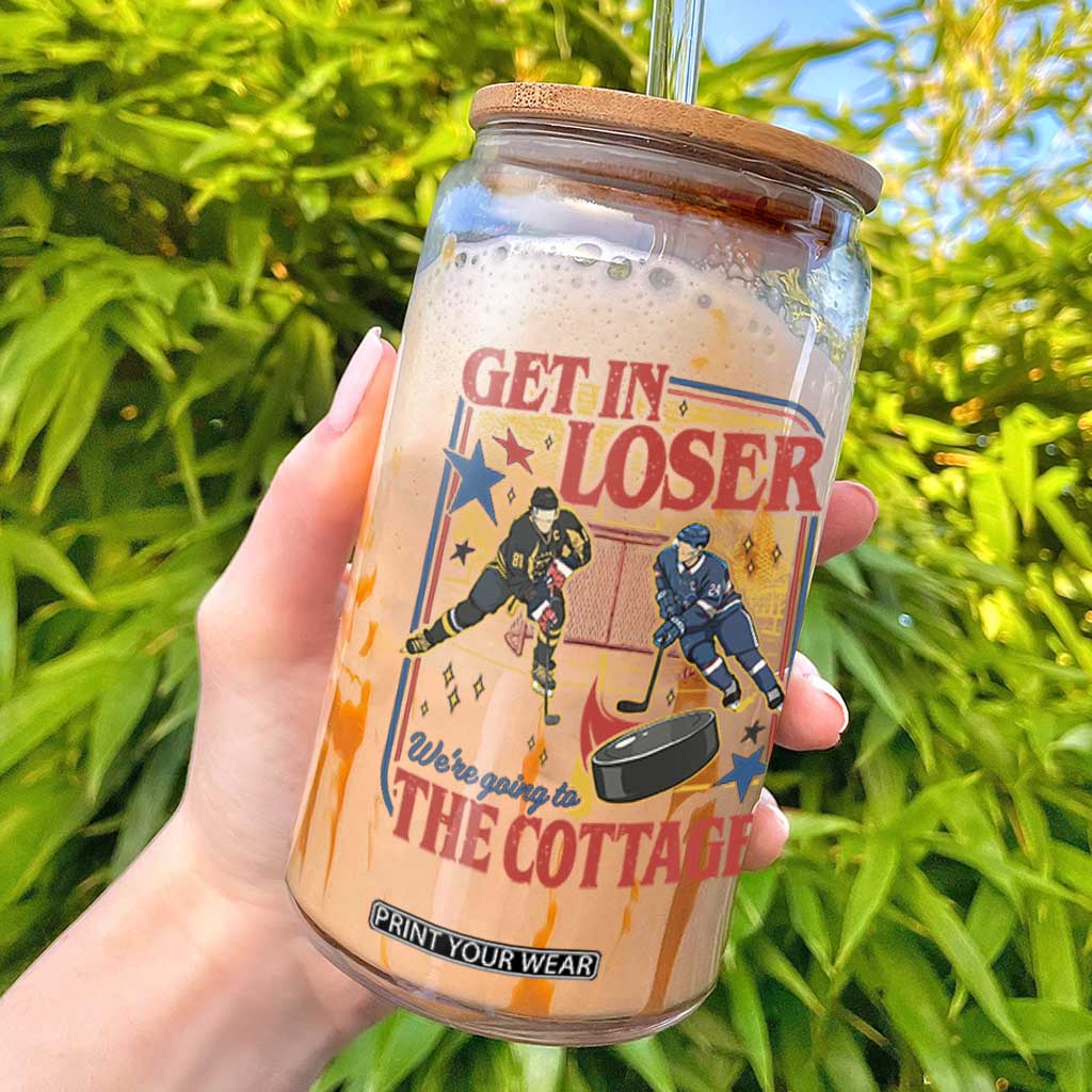 Get In Loser We’re Going To The Cottage Glass Can Hockey Romance LGBT Retro Summer Road Trip TS02 White Print Your Wear