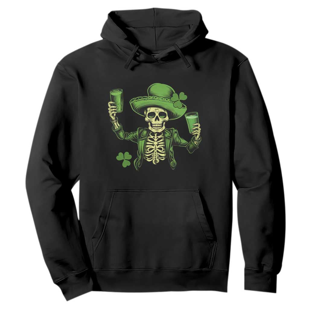 Funny St. Patricks Day Drinking Skeleton Hoodie for Beer Lover Alcoholic TS02 Black Printyourwear