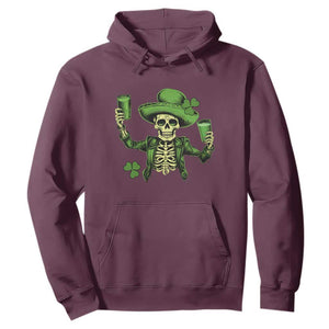 Funny St. Patricks Day Drinking Skeleton Hoodie for Beer Lover Alcoholic TS02 Maroon Printyourwear