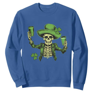 Funny St. Patricks Day Drinking Skeleton Sweatshirt for Beer Lover Alcoholic TS02 Royal Blue Printyourwear