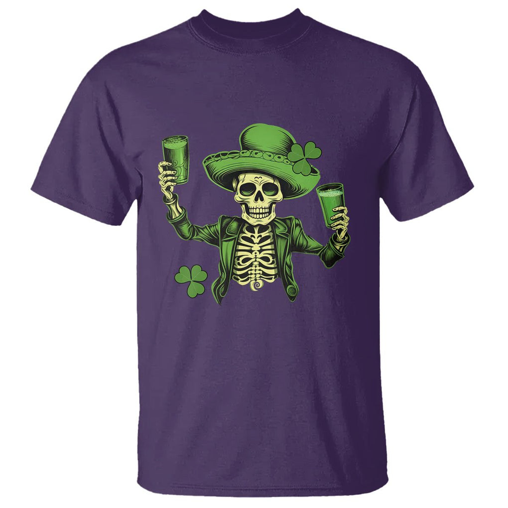 Funny St. Patricks Day Drinking Skeleton T Shirt for Beer Lover Alcoholic TS02 Purple Printyourwear