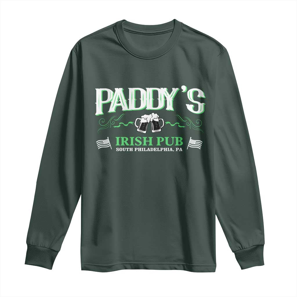 Funny St Patricks Day Drinking Long Sleeve Shirt Paddy Irish Pub TS02 Dark Forest Green Print Your Wear