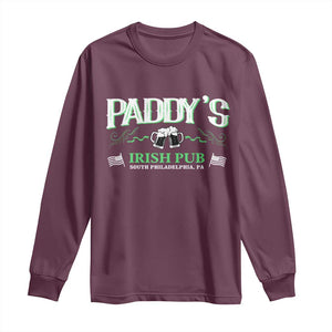 Funny St Patricks Day Drinking Long Sleeve Shirt Paddy Irish Pub TS02 Maroon Print Your Wear