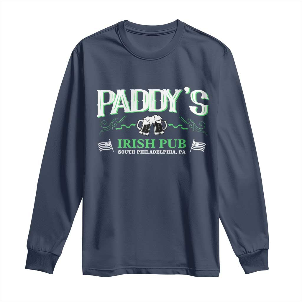 Funny St Patricks Day Drinking Long Sleeve Shirt Paddy Irish Pub TS02 Navy Print Your Wear