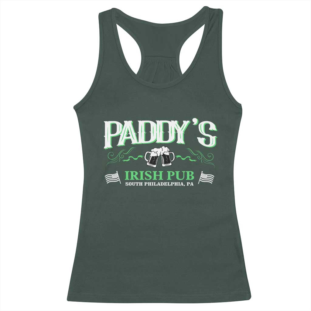 Funny St Patricks Day Drinking Racerback Tank Top Paddy Irish Pub TS02 Dark Forest Green Print Your Wear