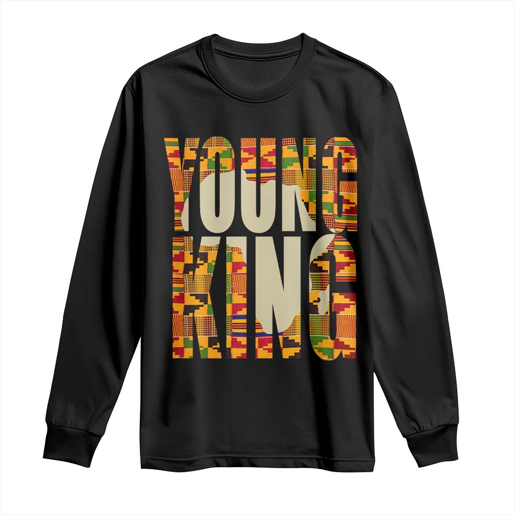 African Kente Young King Long Sleeve Shirt TS02 Black Print Your Wear