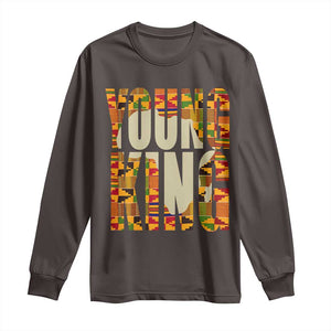 African Kente Young King Long Sleeve Shirt TS02 Dark Chocolate Print Your Wear