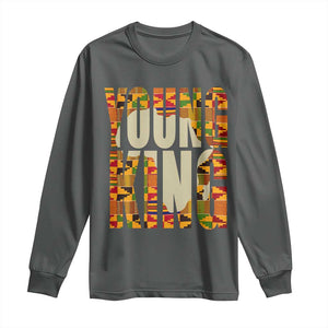 African Kente Young King Long Sleeve Shirt TS02 Dark Heather Print Your Wear