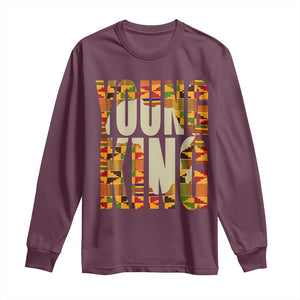 African Kente Young King Long Sleeve Shirt TS02 Maroon Print Your Wear