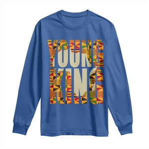 African Kente Young King Long Sleeve Shirt TS02 Royal Blue Print Your Wear