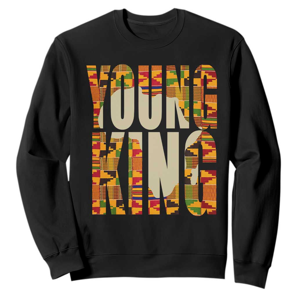 African Kente Sweatshirt Young King for Boys Men TS02 Black Printyourwear