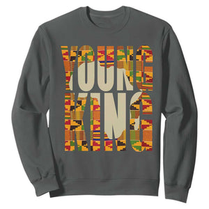 African Kente Sweatshirt Young King for Boys Men TS02 Dark Heather Printyourwear