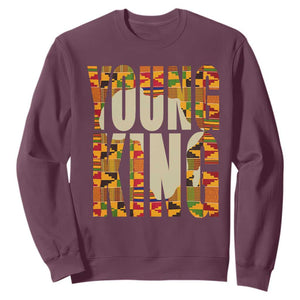 African Kente Sweatshirt Young King for Boys Men TS02 Maroon Printyourwear