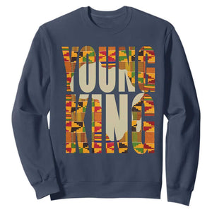 African Kente Sweatshirt Young King for Boys Men TS02 Navy Printyourwear