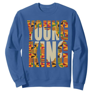 African Kente Sweatshirt Young King for Boys Men TS02 Royal Blue Printyourwear