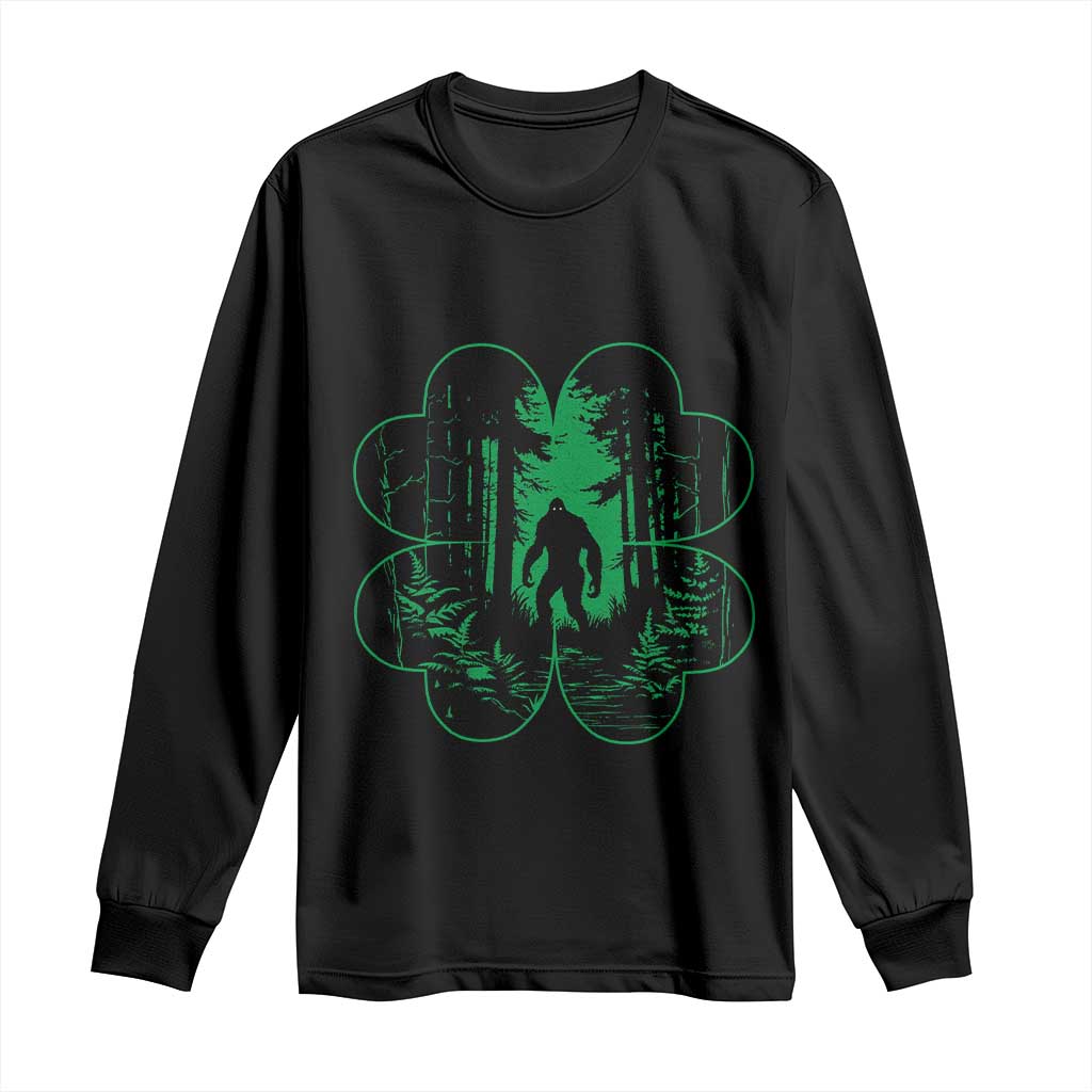 Funny St Patricks Day Bigfoot Long Sleeve Shirt Sasquatch Shamrock Paddys Irish TS02 Black Print Your Wear