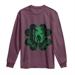 Funny St Patricks Day Bigfoot Long Sleeve Shirt Sasquatch Shamrock Paddys Irish TS02 Maroon Print Your Wear