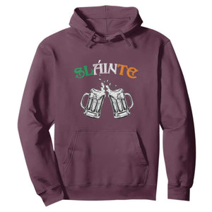 Funny St. Patricks Day Drinking Hoodie Slainte Irish Cheers TS02 Maroon Printyourwear