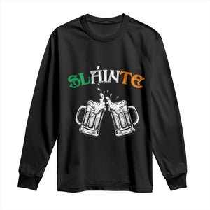 Funny St Patricks Day Drinking Long Sleeve Shirt Slainte Irish Cheers TS02 Black Print Your Wear