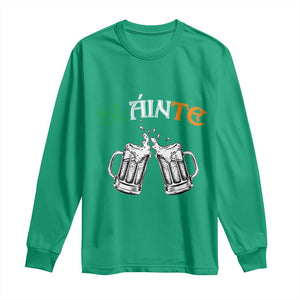 Funny St Patricks Day Drinking Long Sleeve Shirt Slainte Irish Cheers TS02 Irish Green Print Your Wear