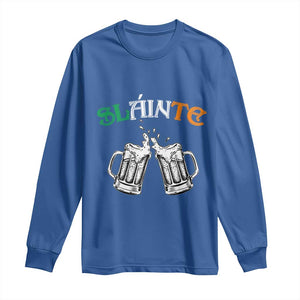 Funny St Patricks Day Drinking Long Sleeve Shirt Slainte Irish Cheers TS02 Royal Blue Print Your Wear