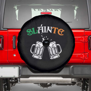 Funny St Patricks Day Drinking Spare Tire Cover Slainte Irish Cheers TS02 Black Print Your Wear
